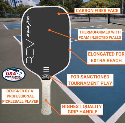 REV™ Aria Pro Pickleball Paddle – 14mm | T700 Carbon Fiber