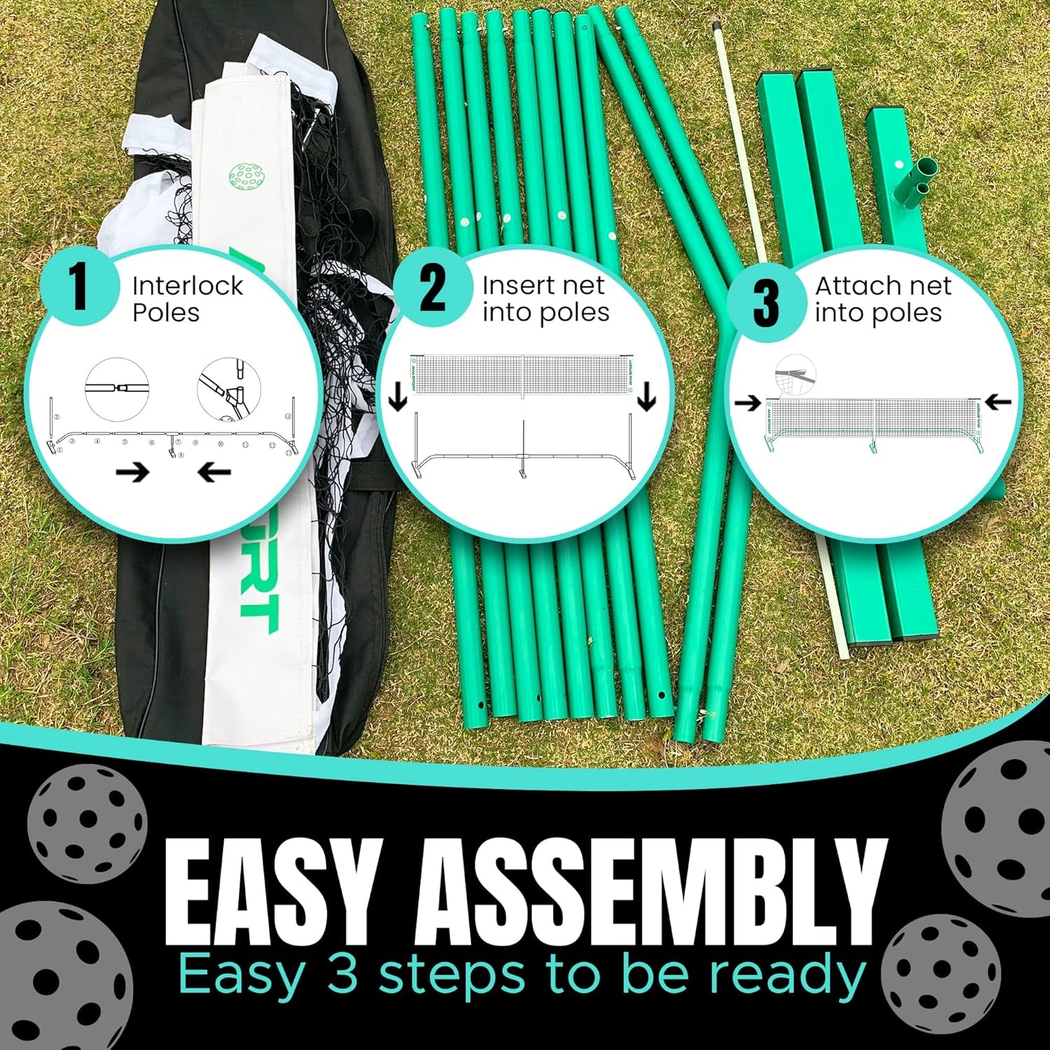 AMA SPORT™ Portable Pickleball Net System