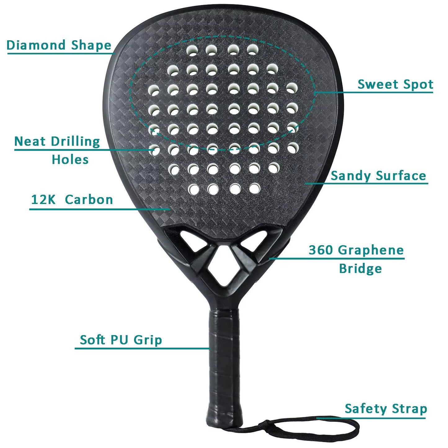 AMASPORT™ Carbon Fiber Padel Racket