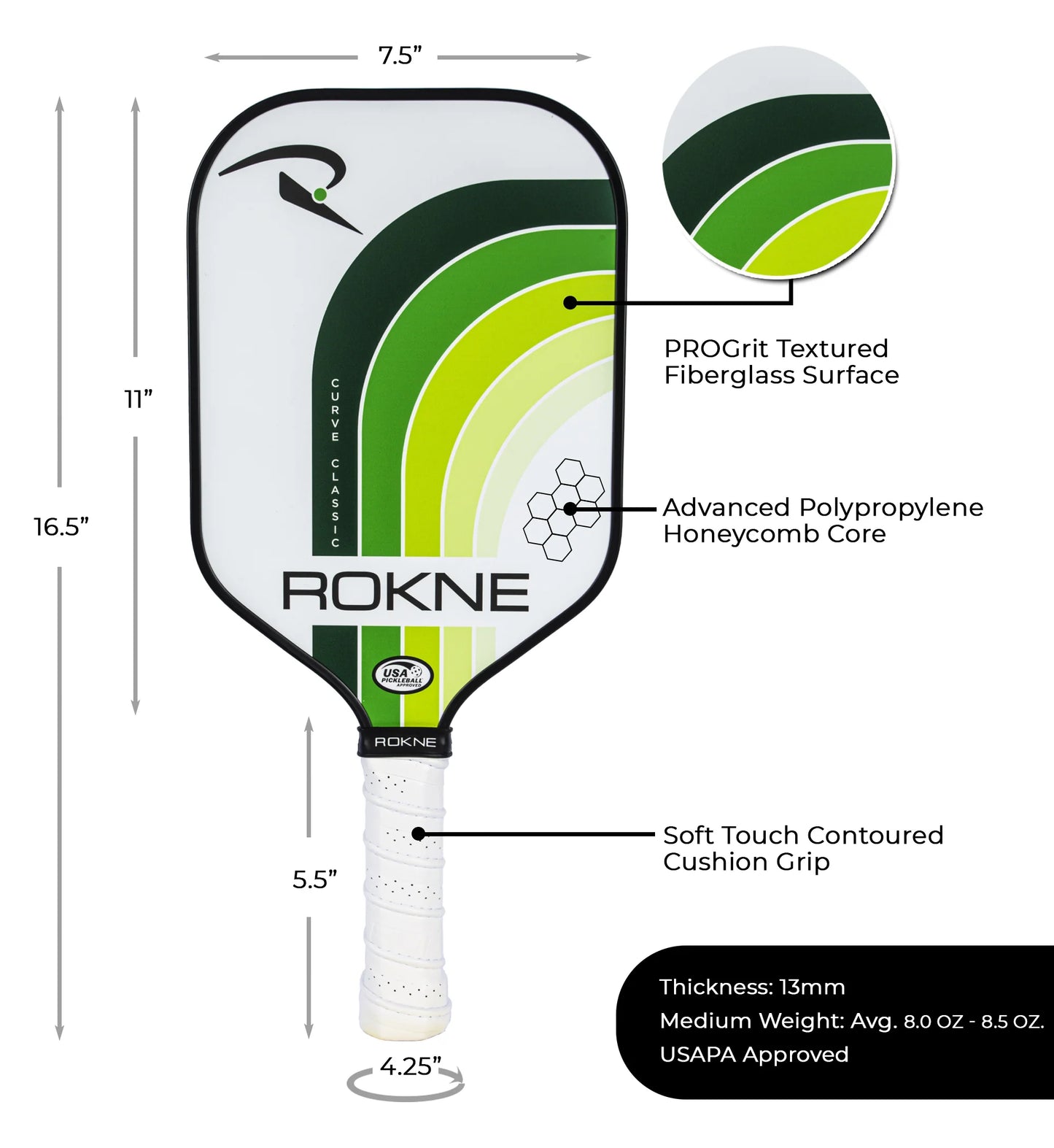 ROKNE™ Curve Classic Pickleball Paddle – Original Edition