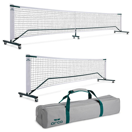 2-In-1 Pickleball Net 22 Ft Full Court and 11 Ft Half Court Net Set with Locking Wheels by
